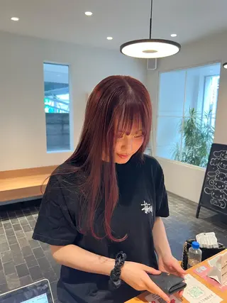 ロング カラー ワタナベ モカ🦢ダブルカラーのヘアスタイル