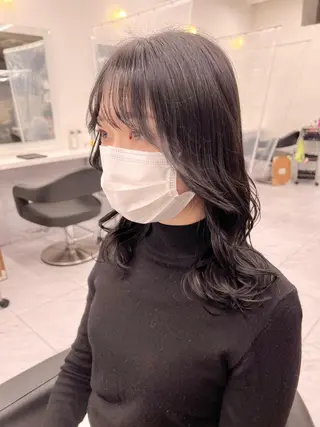 ミディアム カラー パーマ ヘアアレンジ メンズ キッズ ネイル マツエク・マツパ アイブロウ 上品＆韓国風 🥀海心🥀のヘアスタイル