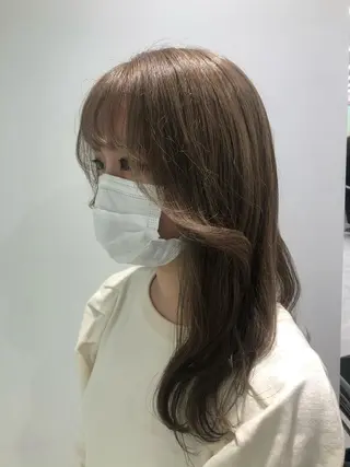 ミディアム カラー パーマ ヘアアレンジ ネイル マツエク・マツパ 韓国風ベージュ🤎 赤みなし🌿横浜🤎のヘアスタイル