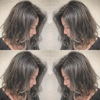 セミロング カラー ヘアアレンジ 白髪ぼかしハイライト 茗荷谷駅徒歩2分のヘアスタイル