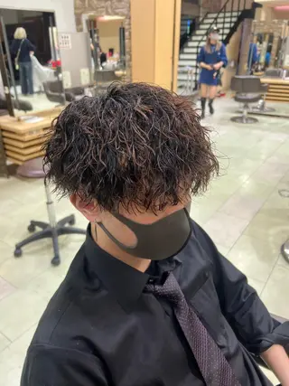 パーマ メンズ 波巻き/シャドウ/ レイヤー/ボブ航太のヘアスタイル