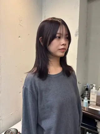 ミディアム カラー 永田 愛莉のヘアスタイル