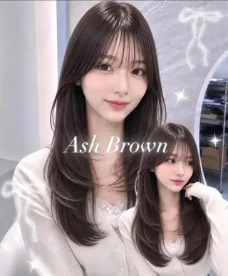 セミロング カラー ヘアアレンジ 🖤kana韓国ヘア 艶髪カラー特化🖤のヘアスタイル
