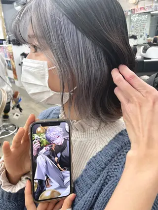 ロング カラー インナーカラー 推し ブリーチ 髪質改善のヘアスタイル