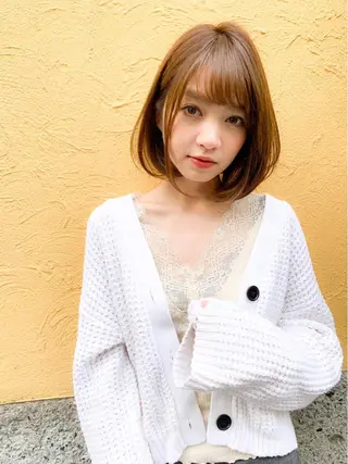 ショート カラー パーマ ヘアアレンジ レイヤーボブ/ボブ 仲川和人のヘアスタイル