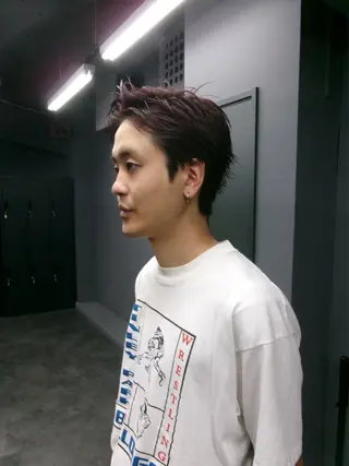 カラー メンズ スパイキーパーマ 柏NO1 藤本葉のヘアスタイル