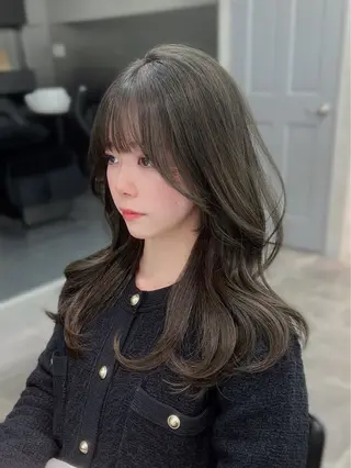ロング 韓国レイヤー/顔周り 🇰🇷✨朝生菜楓のヘアスタイル