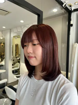 セミロング カラー 透明感カラーショート ボブツムギ♡のヘアスタイル