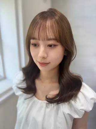 セミロング カラー ヘアアレンジ 透け感color/ SUのヘアスタイル