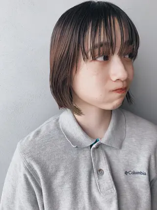 ミディアム カラー ボブパーマコテ巻き風 パーマNo1深江秀平のヘアスタイル