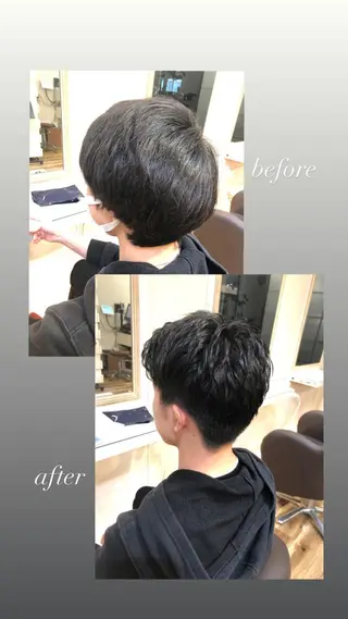 ショート メンズ 小顔カット前髪 顔周りカット林亮佑のヘアスタイル