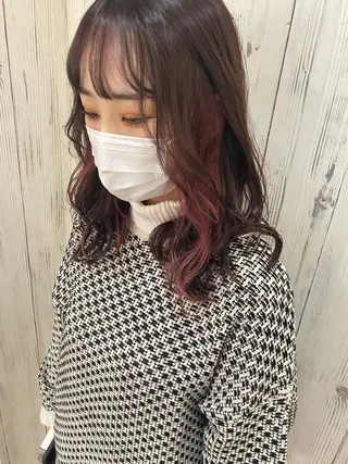 セミロング カラー ヘアアレンジ ネイル 夜23時まで予約🉑 reverieあきらのヘアスタイル