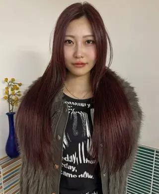 ロング 梅田/ハイトーン/ 透明感カラー/縮毛のヘアスタイル