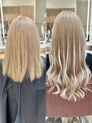 ロング カラー ハイトーンカラー シールエクステのヘアスタイル