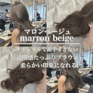 セミロング カラー ヘアアレンジ ベージュグレージュ 💕しゅーじ💕のヘアスタイル