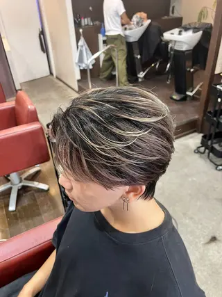 ミディアム カラー メンズ 湘南のパーマ職人 🔥清水琉葵🔥のヘアスタイル
