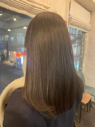 セミロング パーマ ケアストレート ハナシロミサキのヘアスタイル