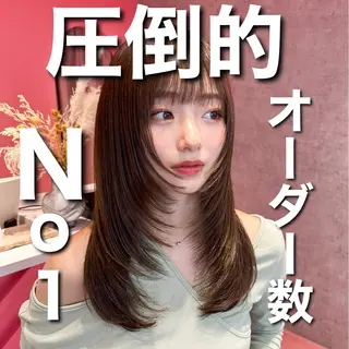 ミディアム カラー 山崎/ボブ縮毛矯正 レイヤー髪質改善のヘアスタイル