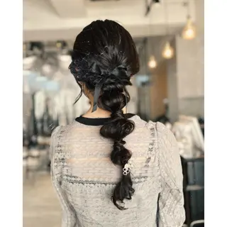 セミロング カラー パーマ ヘアアレンジ メンズ キッズ BRAIDS💎愛子 大人ハイライト💎のヘアスタイル
