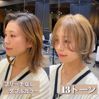 セミロング カラー 透明感カラー🌿 グレージュ🐺陽介のヘアスタイル