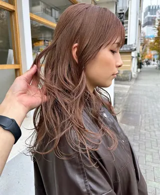 セミロング カラー パーマ /レイヤー 榛地渉馬 /矢場町のヘアスタイル