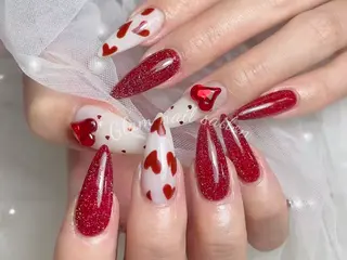 ネイル エツメ💅 長さ出し🎀デザインのネイルデザイン
