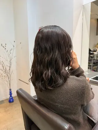 セミロング 🌿朝5分でお洒落 パーマスタイル🌿のヘアスタイル