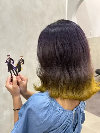 ミディアム ウルフカット/デザイ ンカラー/あらげのヘアスタイル