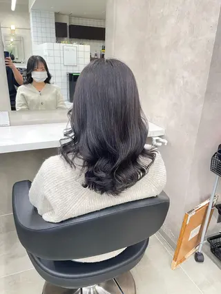 ミディアム カラー パーマ ヘアアレンジ メンズ キッズ ネイル マツエク・マツパ アイブロウ 🦋縮毛/韓国レイヤ ー/透明感カラー🦋のヘアスタイル