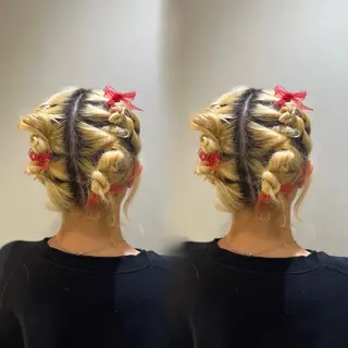 ミディアム ヘアアレンジ エクステ/ハイトーン /HARUNAのヘアスタイル