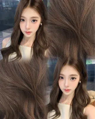 ロング カラー 🧸レイヤー× ベージュ🥯カホ🍯のヘアスタイル