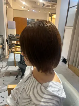 ミディアム 栄/海外風カラー/ ナチュラル縮毛のヘアスタイル