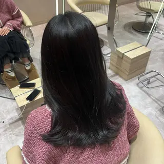 セミロング カラー 顔周りカット/ 透明感カラー/ユナのヘアスタイル