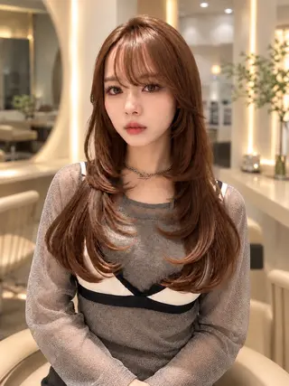 ミディアム カラー 🦋韓国girly 艶髪矯正🦋凛太郎のヘアスタイル
