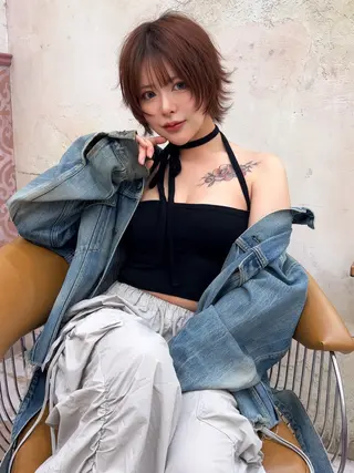 ショート 縮毛矯正/艶髪/ 透明感カラー輝希のヘアスタイル