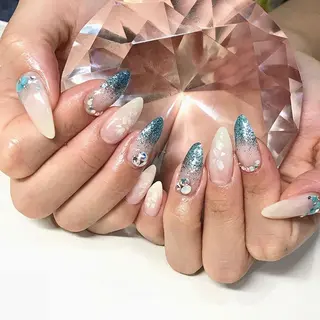 ネイル 渋谷／チップ長さ出し 👑アプレgel-xのネイルデザイン