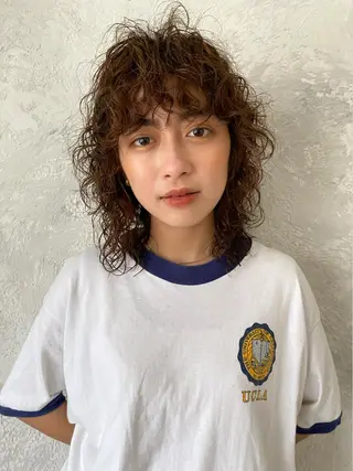 ミディアム カラー パーマ ヘアアレンジ メンズ キッズ ネイル マツエク・マツパ 森貴裕/ニュアンス パーマ/オリーブのヘアスタイル