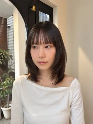 セミロング カラー ヤスマルユイカ 髪質改善/透明カラーのヘアスタイル
