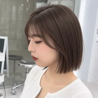 ミディアム カラー mei タッセルボブ 縮毛矯正🧚‍♂️のヘアスタイル