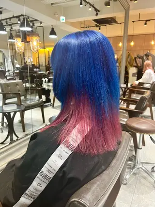 セミロング カラー ヘアアレンジ 🌈インナーカラー ‘ショウマ’🌈のヘアスタイル