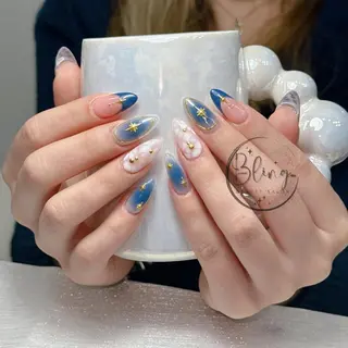 ロング 波 なみのネイルデザイン