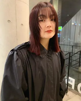 セミロング オカモト ハルカのヘアスタイル