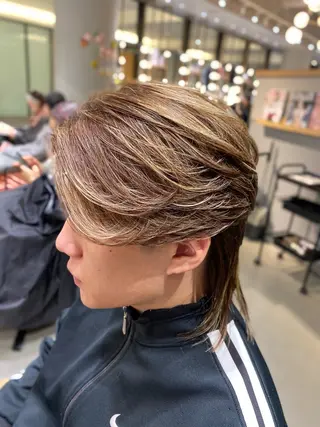 ミディアム カラー パーマ メンズ unopulir 景山　凌のヘアスタイル