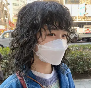 ミディアム カラー パーマ マンツーマン 美容師💚コウブチのヘアスタイル