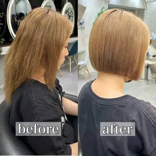 ショート カラー パーマ レイヤー🪽髪質改善 🍥あみのヘアスタイル