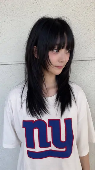 ロング 似合わせ痩せるカット 透明感カラー/たけるのヘアスタイル