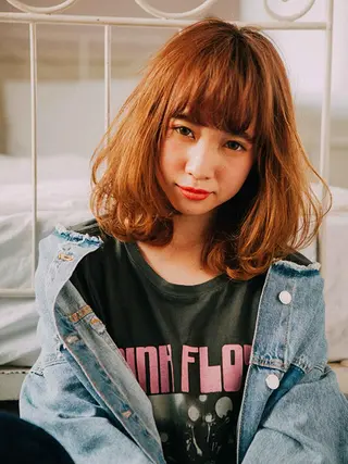 ミディアム カラー パーマ ヘアアレンジ 【公式】amble luxe池袋東口🩷のヘアスタイル