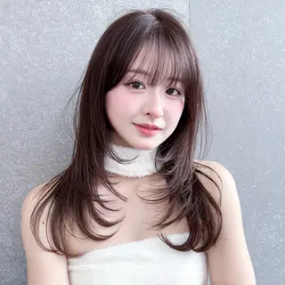 セミロング 🎀レイヤーカット /艶カラー/なづなのヘアスタイル
