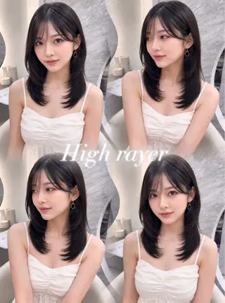 セミロング カラー ヘアアレンジ 🖤kana韓国ヘア 艶髪カラー特化🖤のヘアスタイル