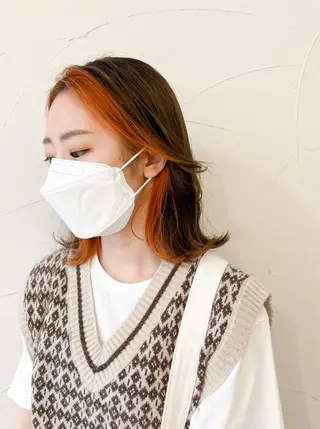 ミディアム カラー 樋野 亮のヘアスタイル
